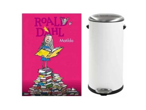 Barnebok og pedalbøtte