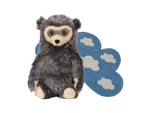 Brillebjørn-bamse og Lotta sky teppe