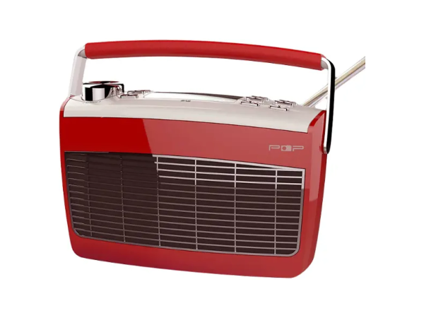Rød POP DAB-radio og 2 bøker