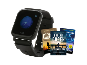 Fit Watch treningsklokke og 3 krimbøker