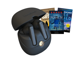 Kreafunk Pure hodetelefoner og 3 krimbøker