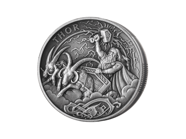 Sølvbelagt vikingmynt med Tor